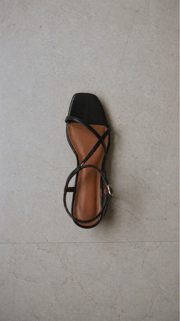 Black strappy flat sandal